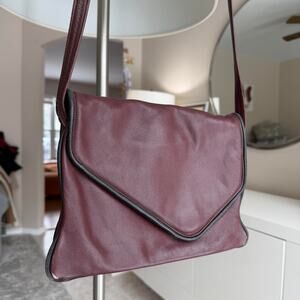 Vintage Leather Crossbody Burgundy Envelope Bag